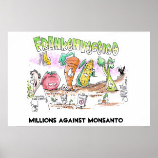 Póster Millones contra las verduras de Monsanto Franken