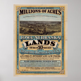 Póster Millones de acres. Iowa y Nebraska