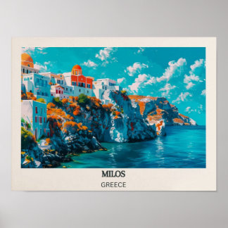 Póster Milos Travel Poster Milos Print Greece Art Print 