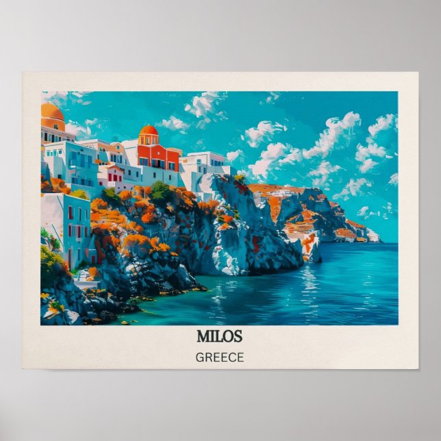 Póster Milos Travel Poster Milos Print Greece Art Print  (Frente)