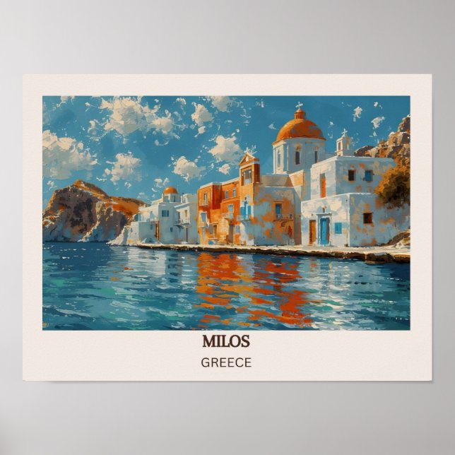 Póster Milos Travel Poster Milos Print Greece Art Print  (Frente)
