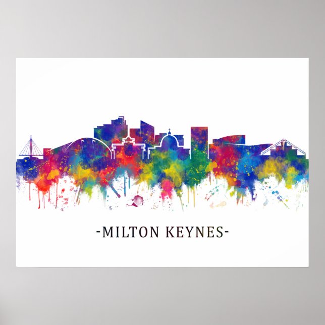 Póster Milton Keynes England Skyline (Frente)