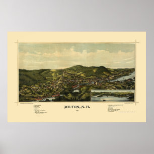 Póster Milton, Mapa Panorámico NH - 1888