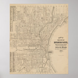 Póster Milwaukee de época, Mapa de Wisconsin