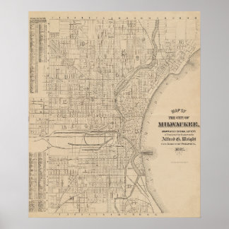 Póster Milwaukee de época, Mapa de Wisconsin