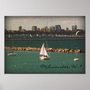 Póster Milwaukee, Línea de Skyline WI