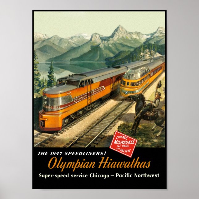 Póster Milwaukee Road, railroad travel poster. (Frente)
