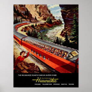 Póster Milwaukee Road, railroad travel poster.