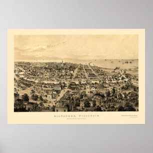 Póster Milwaukee, WI Panoramic Map - 1854