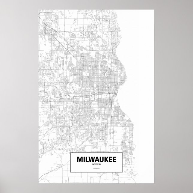 Póster Milwaukee, Wisconsin (black on white) (Frente)