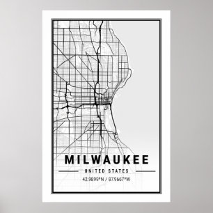 Póster Milwaukee Wisconsin Estados Unidos Poster de mapas