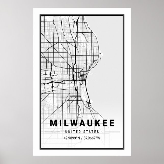 Póster Milwaukee Wisconsin Estados Unidos Poster de mapas (Frente)
