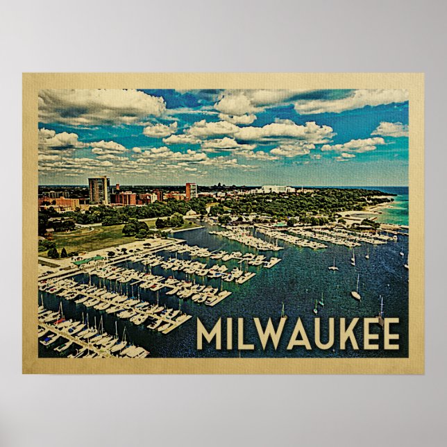 Póster Milwaukee Wisconsin Vintage Travel (Frente)