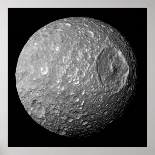 Póster Mimas, la luna de Saturno de la nave espacial Cass