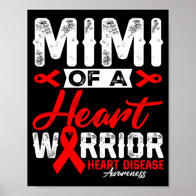 Póster Mimi Of A Heart Warrior Heart Disease Red Ribbon M (Frente)