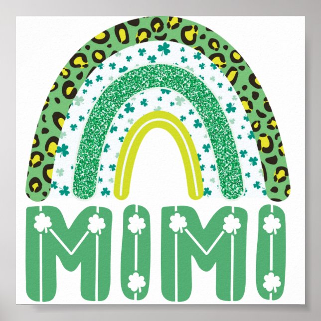 Póster Mimi St Patricks Día Abuela Irlandesa Arcoiris (Frente)