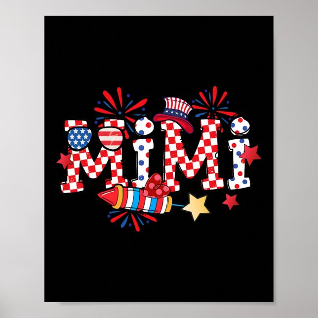 Póster Mimi Sungles bandera de EE. UU. Fuegos artificiale (Frente)