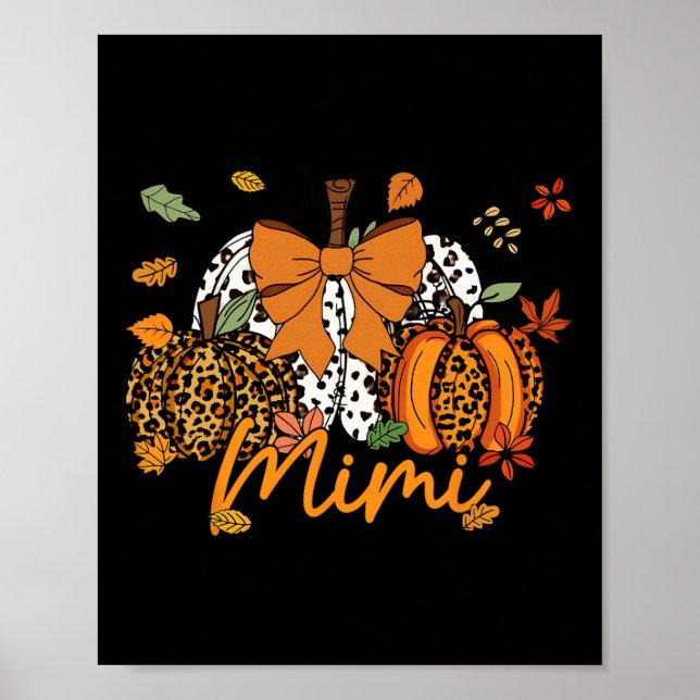 Póster Mimi Thankding Leopard Pumpkin Coquette Bow Mom (Frente)