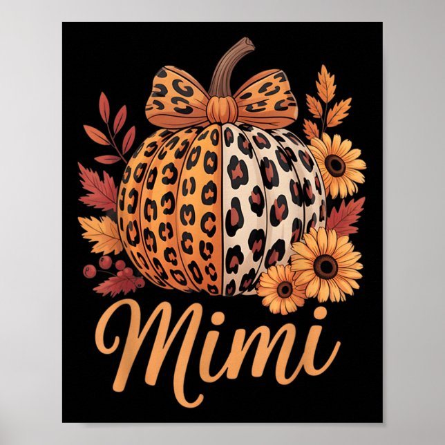 Póster Mimi Thanksgiving Leopard Pumpkin Sunflower Coquet (Frente)