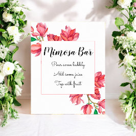 Póster Mimosa Bar Boda blanco rosado Floral