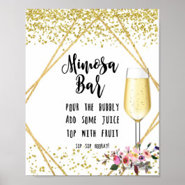 Póster Mimosa Bar Boda Rótulo faux gold confetti