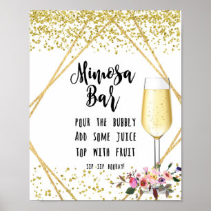Póster Mimosa Bar Boda Rótulo faux gold confetti
