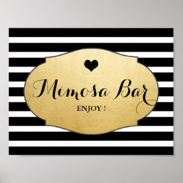 Póster Mimosa Bar Boda Rótulo Faux Relieves metalizados d