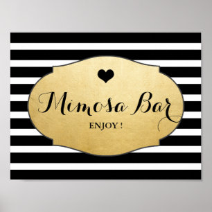 Póster Mimosa Bar Boda Rótulo Faux Relieves metalizados d