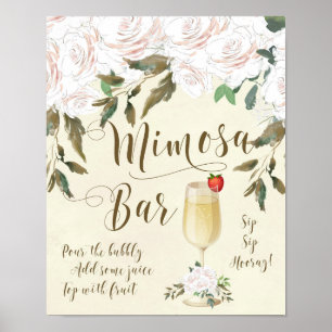 Póster Mimosa Bar Boda Rótulo florines de marfil