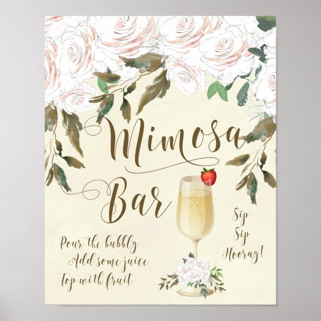 Póster Mimosa Bar Boda Rótulo florines de marfil (Frente)
