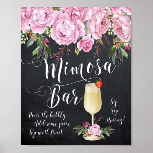 Póster Mimosa Bar Boda Rótulo Lilac Floral