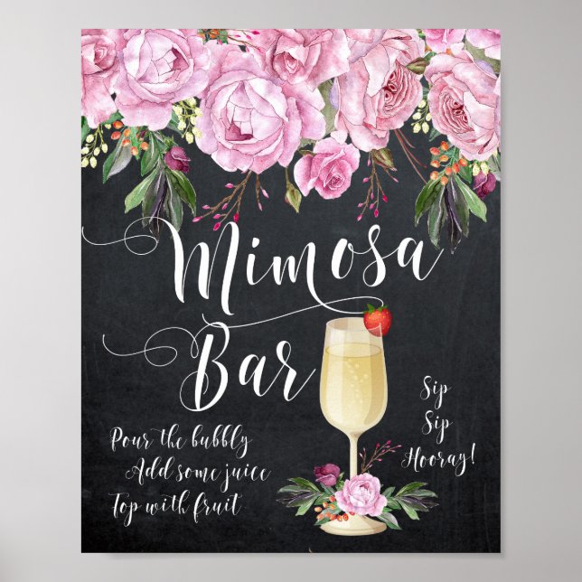 Póster Mimosa Bar Boda Rótulo Lilac Floral (Frente)