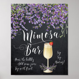 Póster Mimosa Bar Boda Rótulo Lilac lavanda púrpura