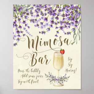 Póster Mimosa Bar Boda Rótulo Lilac lavanda púrpura