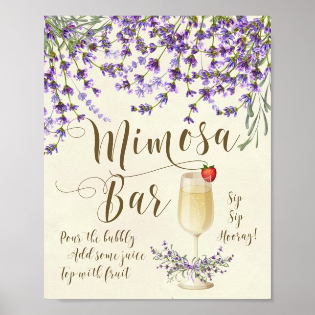 Póster Mimosa Bar Boda Rótulo Lilac lavanda púrpura (Frente)