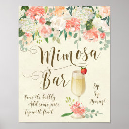 Póster Mimosa Bar Boda Rótulo melocotones