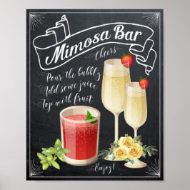 Póster Mimosa Bar Boda Rótulo rosas amarillas BBQ
