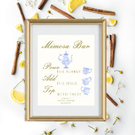 Póster Mimosa Bar Bridal Tea China Set Blue White Lace
