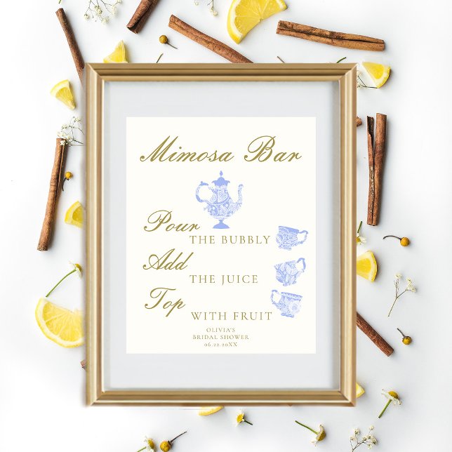Póster Mimosa Bar Bridal Tea China Set Blue White Lace (Subido por el creador)