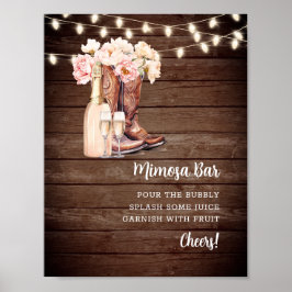 Póster MIMOSA BAR Cowgirl Boots Champán Ducha de novias