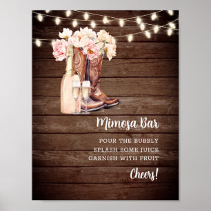 Póster MIMOSA BAR Cowgirl Boots Champán Ducha de novias