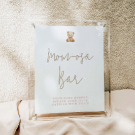 Póster Mimosa Bar Fiesta de Bebé Oso de Peluche Minimalis