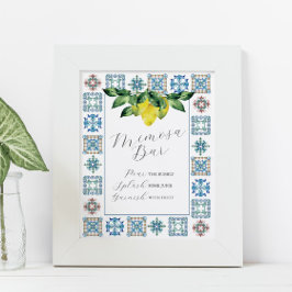 Póster Mimosa Bar Lemones azules y amarillos