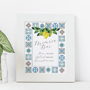 Póster Mimosa Bar Lemones azules y amarillos