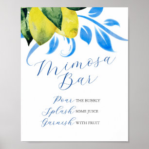 Póster Mimosa Bar Lemones azules y amarillos