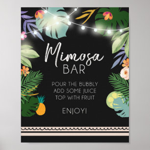 Póster Mimosa Bar Luau Rótulo Tropical Birthday Shower