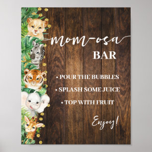 Póster Mimosa Bar Mom-osa Bar Safari Rustic Baby Shower