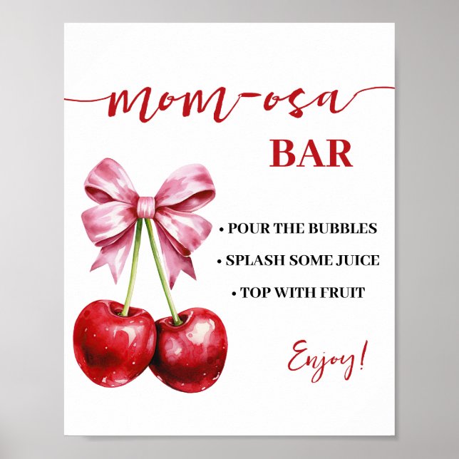 Póster Mimosa Bar Momosa Bar Cherry Coquette Baby Shower (Frente)
