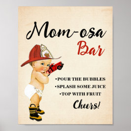 Póster Mimosa Bar Momosa Bar Firefighter Baby Shower