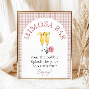 Póster Mimosa bar Rosa Fresco del mercado Ducha de novias